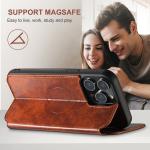 SUTENI Magsafe Leather Phone Case For iPhone 12 13 14 15 16 17 Pro Max Plus Flip Cover Wallet For Men Card Holder
