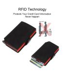 Men's Slim Premium Genuine Leather Pop Up Card Holder RFID Blocking Mini Aluminum Credit Card Holder Minimalist Wallet for Men