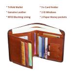 GERUOLA Slim RFID Shielded Genuine Leather Wallet for Men-Multifunctional ID & Credit Card Holder Dark Brown with Embellishments