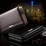 Men's Large Capacity Long Zipper Wallet Synthetic Leather Clutch Business Handbag with Phone Card Holder Case Gift for Him
