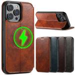 SUTENI Magsafe Leather Phone Case For iPhone 12 13 14 15 16 17 Pro Max Plus Flip Cover Wallet For Men Card Holder