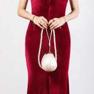 Women Acrylic Egg Bag Cute Pearl Evening Clutch Bag Beading Pearl Purse For Wedding Party Luxury shoulder Handbag Designer Chic
