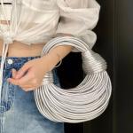 Handbags for Women 2026 New Gold Luxury Designer Brand Handwoven Noodle Bags Rope Knotted Pulled Hobo Silver Evening Clutch Chic