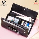 HUMERPAUL Fashion Wallet for Women Genuine Cowhide Leather Long Clutch Cell Phone Money Handbag RFID Credit Card Holder Purse