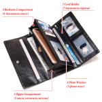 HUMERPAUL Fashion Wallet for Women Genuine Cowhide Leather Long Clutch Cell Phone Money Handbag RFID Credit Card Holder Purse