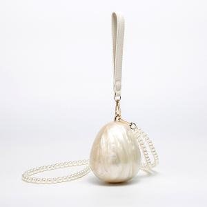 Women's Acrylic Premium Mini Egg Bag Luxury Fashion Pearl Dinner Clutch Bag Cute Phone Mouth Red Envelope for Wedding Party