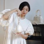 Women's Acrylic Premium Mini Egg Bag Luxury Fashion Pearl Dinner Clutch Bag Cute Phone Mouth Red Envelope for Wedding Party