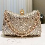 Fine Rhinestone Diamond Inlay Dinner Evening Bag Retro Luxury Gold Silver Blue Small Clutch For Women Wedding Party Shoulder Bag