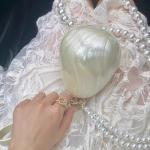 Women's Acrylic Premium Mini Egg Bag Luxury Fashion Pearl Dinner Clutch Bag Cute Phone Mouth Red Envelope for Wedding Party