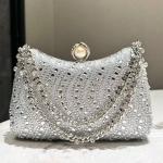 Fine Rhinestone Diamond Inlay Dinner Evening Bag Retro Luxury Gold Silver Blue Small Clutch For Women Wedding Party Shoulder Bag