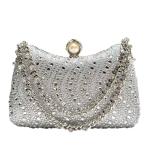Fine Rhinestone Diamond Inlay Dinner Evening Bag Retro Luxury Gold Silver Blue Small Clutch For Women Wedding Party Shoulder Bag