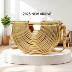 Handbags for Women 2026 New Gold Luxury Designer Brand Moon Handwoven Noodle Bags Leather Pulled Hobo Silver Evening Clutch Chic