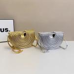 Handbags for Women 2026 New Gold Luxury Designer Brand Moon Handwoven Noodle Bags Leather Pulled Hobo Silver Evening Clutch Chic