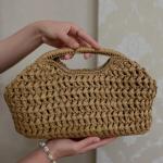 Fashion Brand Straw Clutch Clip Bag High-end Luxury Banquet Purse Summer New Seaside Holiday Travel Versatile Hand-woven Totebag