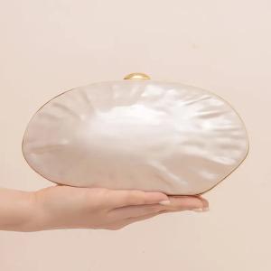 Luxury Shell Clutch Bag Acrylic Pearl White Frame Purse Women Wedding Wallet Female Evening Party Cute Ivory Lady Pro Handbag
