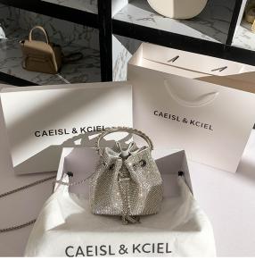 Luxury Designer Women's Handbag Rhinestones Diamonds Evening Clutch Bag Glitter Shiny Bucket Purse Wedding Party Crossbody Bag