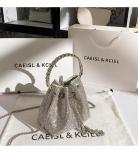 Luxury Designer Women's Handbag Rhinestones Diamonds Evening Clutch Bag Glitter Shiny Bucket Purse Wedding Party Crossbody Bag