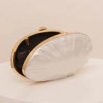 Luxury Shell Clutch Bag Acrylic Pearl White Frame Purse Women Wedding Wallet Female Evening Party Cute Ivory Lady Pro Handbag