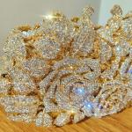 Alizekerr Rose Crystal Evening Clutch Bags Women New Luxury Boutique Sparkling Diamond Flower Purses And Handbags Wedding Party