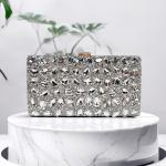 Silver Rhinestone Women Wedding Purses For Luxury Lady Crystal Bridal Prom Clutches Shoulder Dinner Handbags Party Cocktail Purs