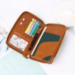 Unisex Men Women Zipper Travel Multi-Function Passport Holder Cover Case Wallet PU Leather Ticket Protective Travel Accessories