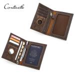 CONTACT'S Genuine Leather Passport Wallet Card Holder Coin Purse AirTag Slot Men Travel Wallet Women‘s Purse Passport Cover Bag