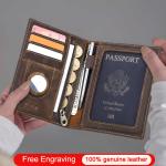 CONTACT'S Genuine Leather Passport Wallet Card Holder Coin Purse AirTag Slot Men Travel Wallet Women‘s Purse Passport Cover Bag