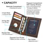 CONTACT'S Genuine Leather Passport Wallet Card Holder Coin Purse AirTag Slot Men Travel Wallet Women‘s Purse Passport Cover Bag