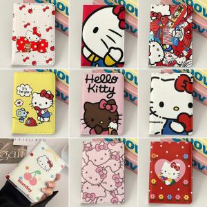 New Hello Kitty Travel Passport Cover Anime Fashion Kawaii Protective Women Multifunction Card Holder Clip Portable Storage Bag