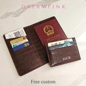 Custom Initials Crocodile PU Leather Passport Cover Luggage Tag Set New Engrave Name Gift Passport Holder Travel Suitcase Tag