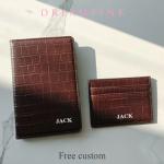 Custom Initials Crocodile PU Leather Passport Cover Luggage Tag Set New Engrave Name Gift Passport Holder Travel Suitcase Tag