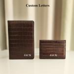 Custom Initials Crocodile PU Leather Passport Cover Luggage Tag Set New Engrave Name Gift Passport Holder Travel Suitcase Tag