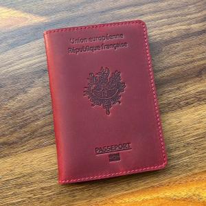 Francais Passport Cover Genuine Leather with Original French Logo | 100% Real Leather Travel Document Holder for Men Women Gift