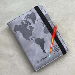 Rfid Blocking Personalised Passport Cover World Map Compass with Elastic Band Travel Essentials Passport Holder