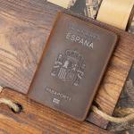 Spanish Passport Cover - Genuine Crazy Horse Leather, Durable Business Travel Wallet, Unisex RFID Blocking Funda Pasaporte