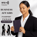 Travel Card Solid Color Passport Holder RFID Blocking Ticket Slot Passport Cover Leather Clip Design Credit Holder Business Use