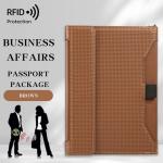 Travel Card Solid Color Passport Holder RFID Blocking Ticket Slot Passport Cover Leather Clip Design Credit Holder Business Use