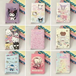 Kawaii Hello Kitty Kuromi My Melody PU Leather Passport Card Cover Bag Anime Portable Cartoon Travel Passport Protection Case