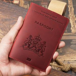 The Netherlands Many Color Stock Vintage Crazy Horse Leather Canada Passport Holder Genuine Leather Passport Cover for Men Women