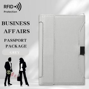 Solid Color Passport Holder RFID Blocking Clip Design Passport Cover Ticket Slot Leather Passport Wallets Card Bag Protector
