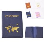 Hot Stamping Map Design Passpor Holder Case Women Men Pu Leather Travel Passport Protection Cover Ticket Clip Integrated