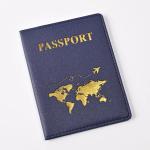 Hot Stamping Map Design Passpor Holder Case Women Men Pu Leather Travel Passport Protection Cover Ticket Clip Integrated
