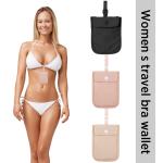 Women Hidden Bra Wallet Solid Color Secret Travel Wallet Flap Clasp Money Belt Pouch Pickpocket Belt Cotton for Money Valuables