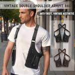 Tactical Double Shoulder Armpit Bag Pack Anti-Theft Hidden Underarm Double Shoulder Pouch Strap Wallet Pocket for Travel Hiking