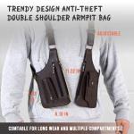 Tactical Double Shoulder Armpit Bag Pack Anti-Theft Hidden Underarm Double Shoulder Pouch Strap Wallet Pocket for Travel Hiking