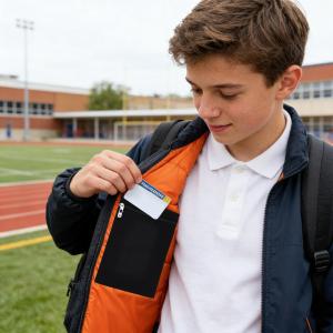 High Quality with Zipper Sew-in Side Hiddens Pocket Solid Color canvas Inside Security Pocket Durable Travel Wallet Pouch