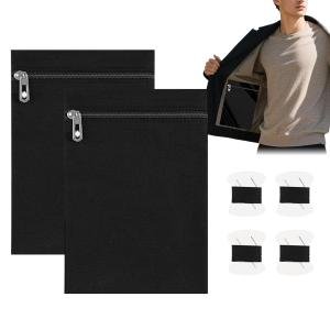 Inside Pockets With Zipper Sew-in Side Hiddens Pocket Solid Color Polyester Inside Security Pocket Durable Travel Wallet Pouch