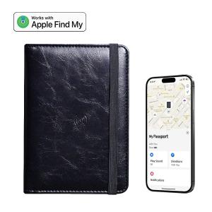 Passport cover with find my tracker travel document organizer finder wallet locator passport case tracker GPS for men women