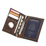 Custom Logo Genuine Leather Slim Travel Passport Holder Wallet Minimalist Rfid Travel Document Organizer Wallet Leather