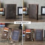 Custom Logo Genuine Leather Slim Travel Passport Holder Wallet Minimalist Rfid Travel Document Organizer Wallet Leather